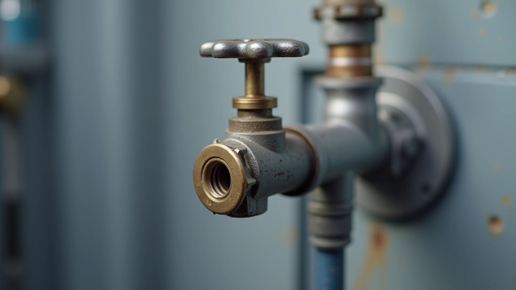Close-up of water shut-off valve showing lever position and connection points in a residential plumbing installation
